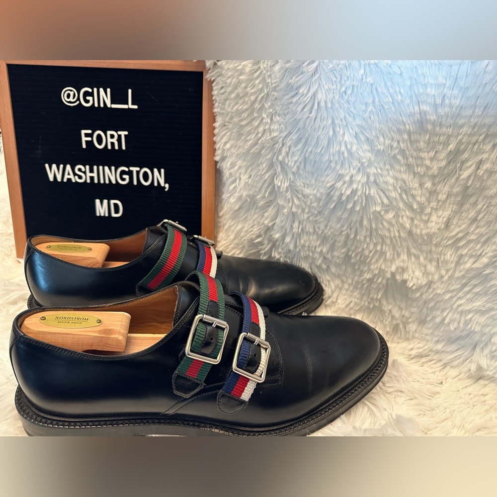100% Authentic GUCCI Beyond Belted Derby Loafer | Black | US Size 9.5